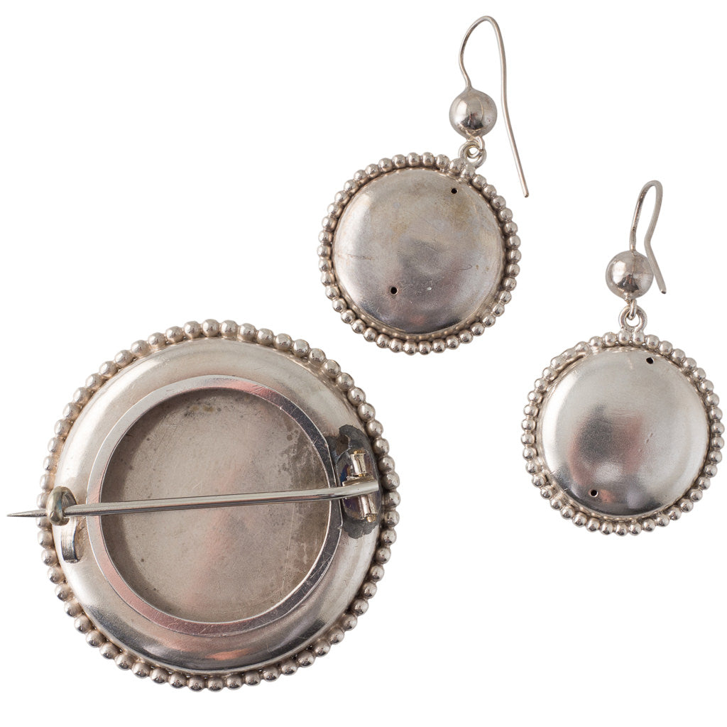 Victorian Silver Earrings & Brooch