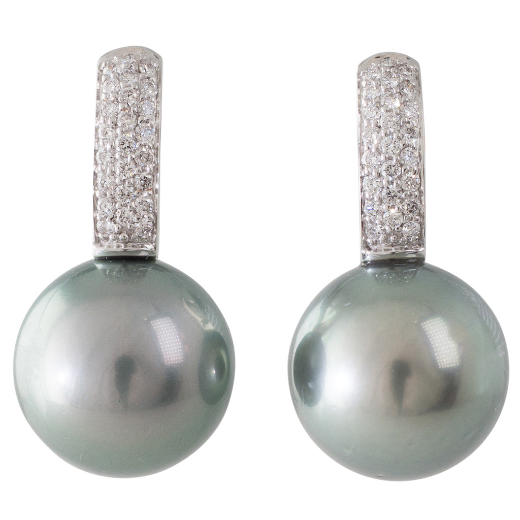 Tahitian Pearl & Diamond Earrings