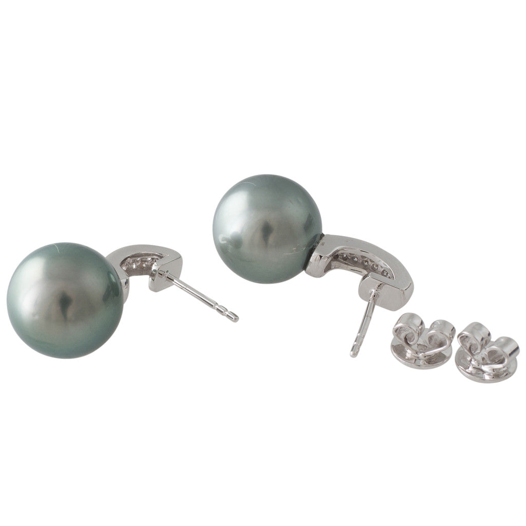 Tahitian Pearl & Diamond Earrings