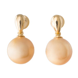 Gold South Sea Drop Stud Earrings