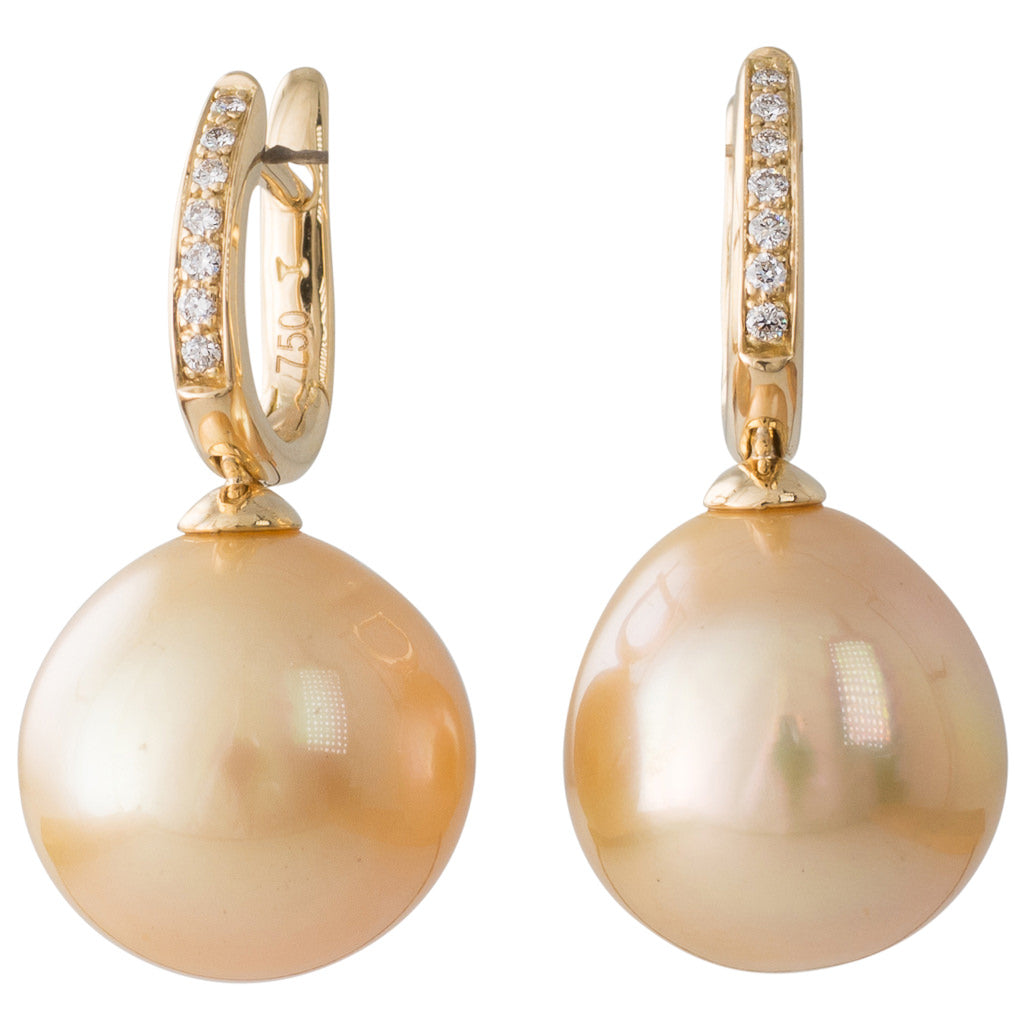 Gold South Sea & Diamond Huggies