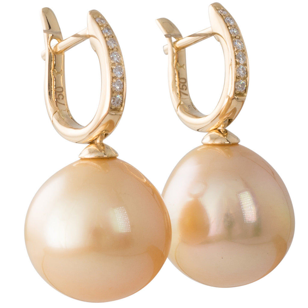Gold South Sea & Diamond Huggies