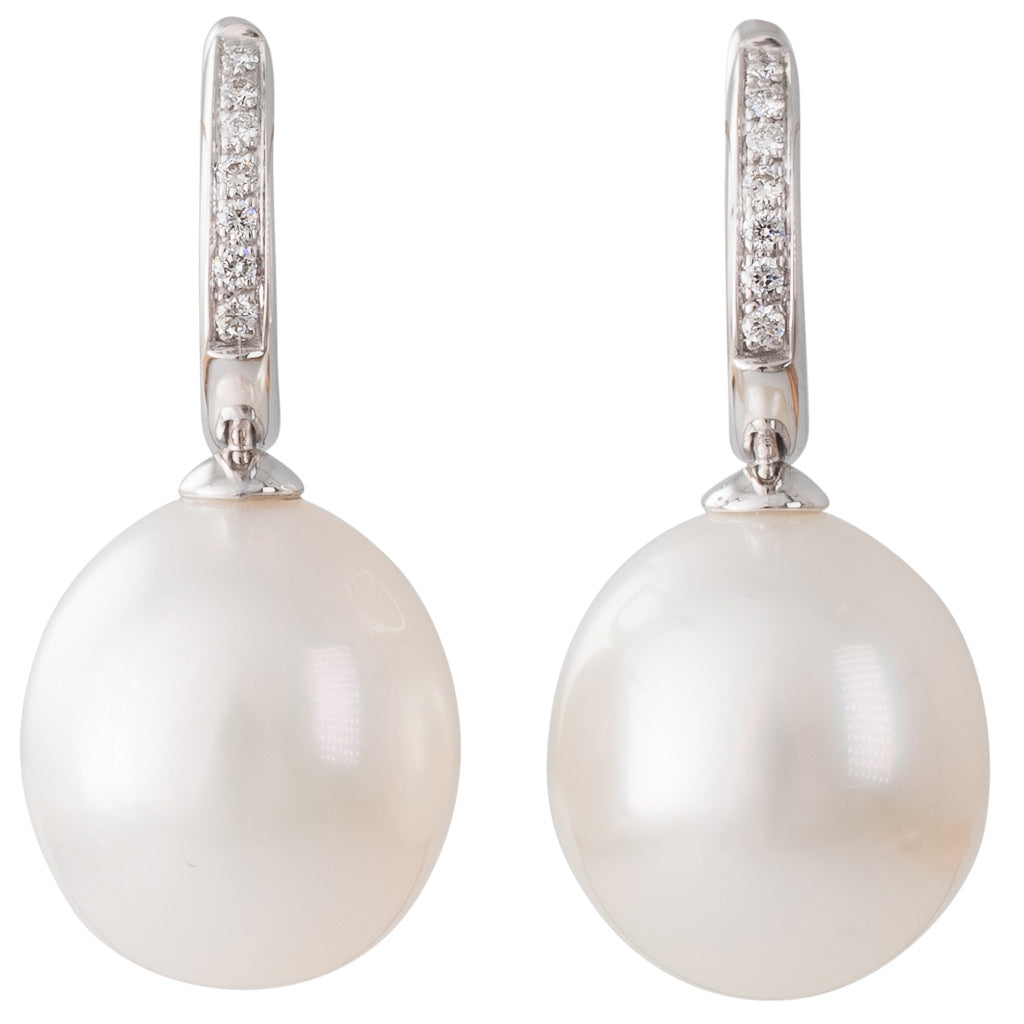 South Sea Pearl & Diamond Huggies