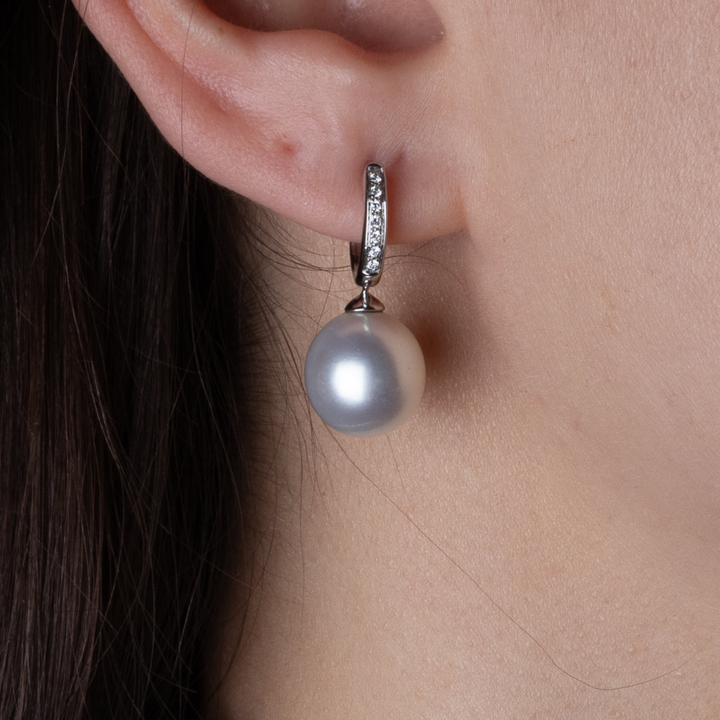 South Sea Pearl & Diamond Huggies