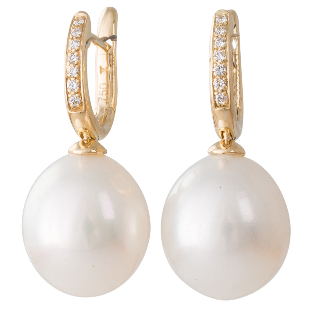 South Sea Pearl & Diamond Huggies