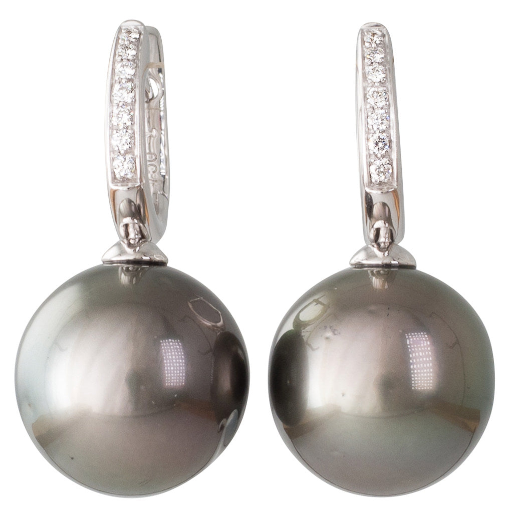 Tahitian Pearl & Diamond Earrings