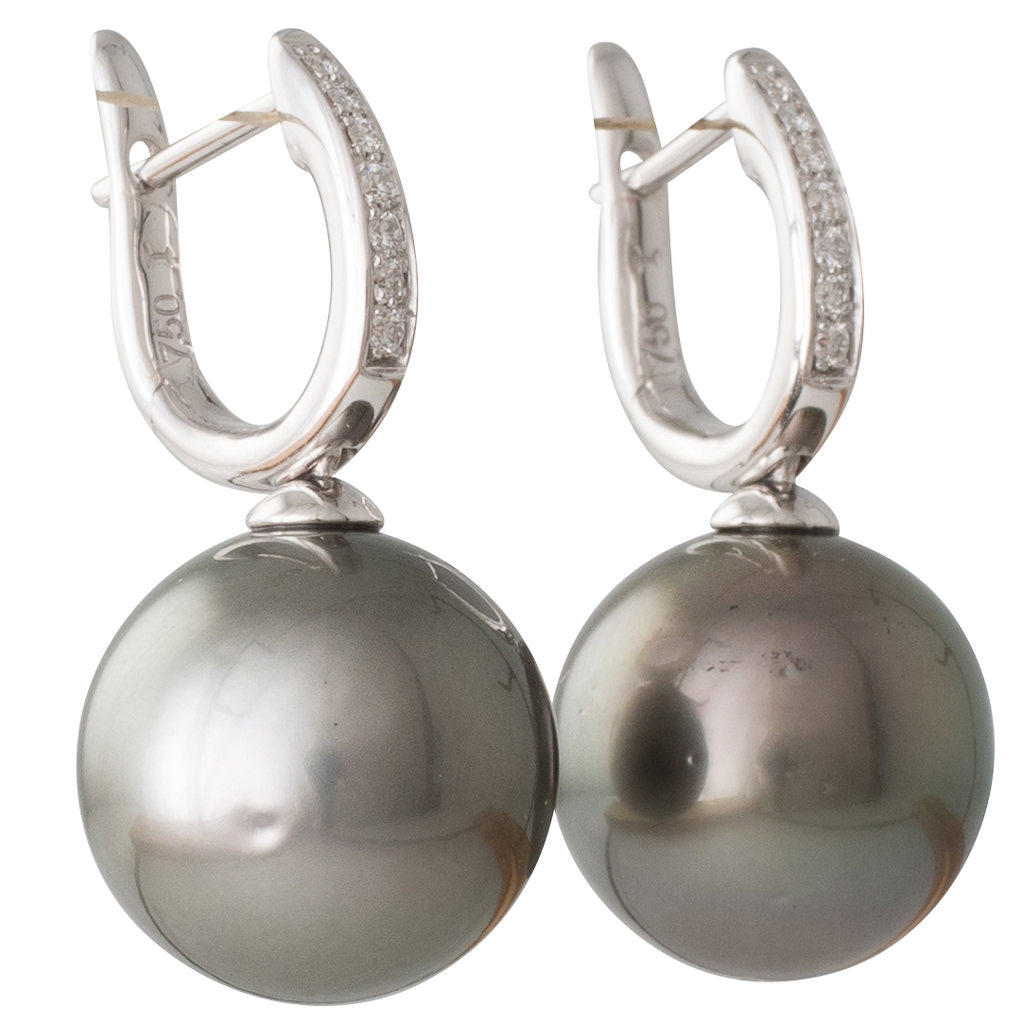 Tahitian Pearl & Diamond Earrings