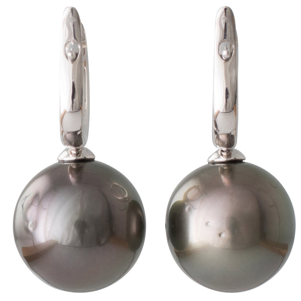 Tahitian Pearl & Diamond Earrings