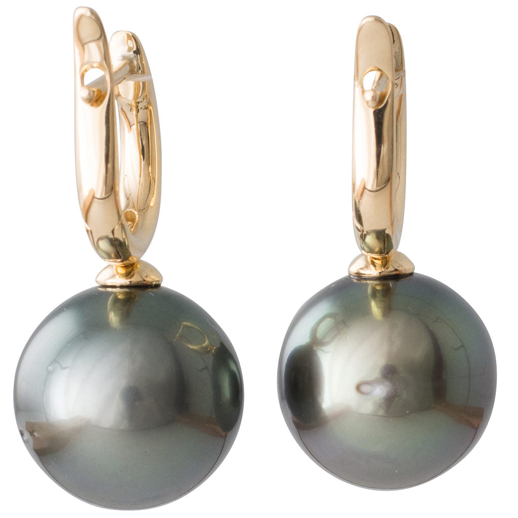 Tahitian Pearl & Diamond Huggies