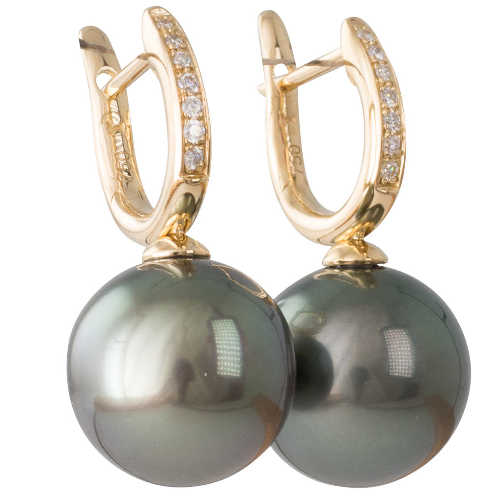 Tahitian Pearl & Diamond Huggies