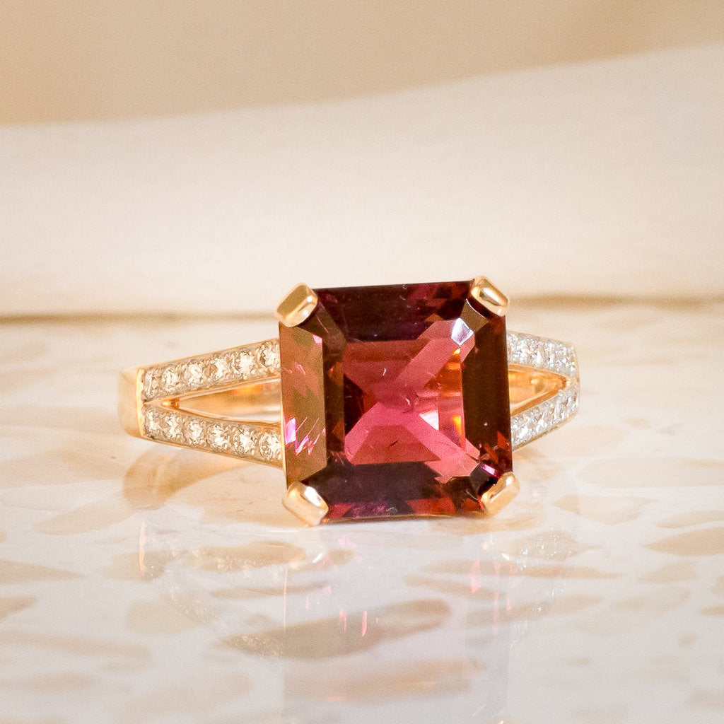 Tourmaline and Diamond Ring