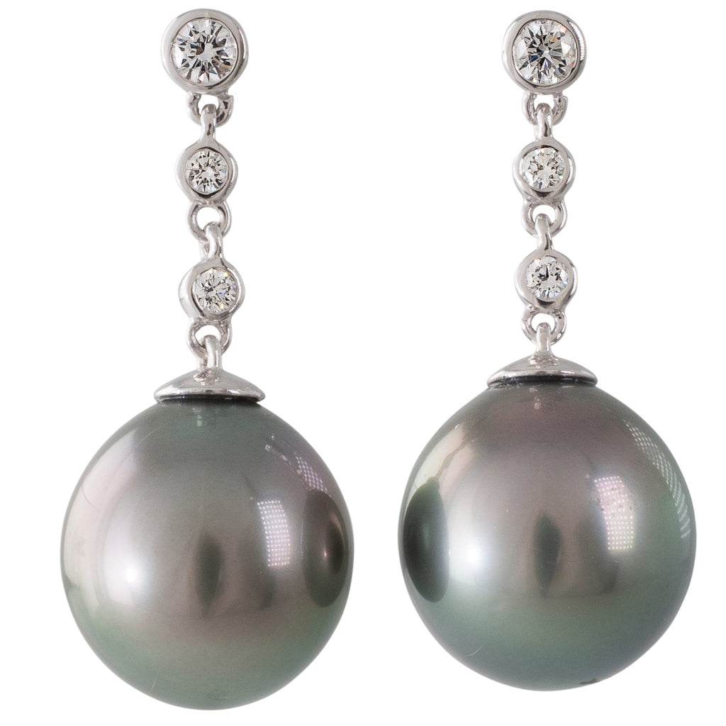 Tahitian Pearl & Diamond Earrings