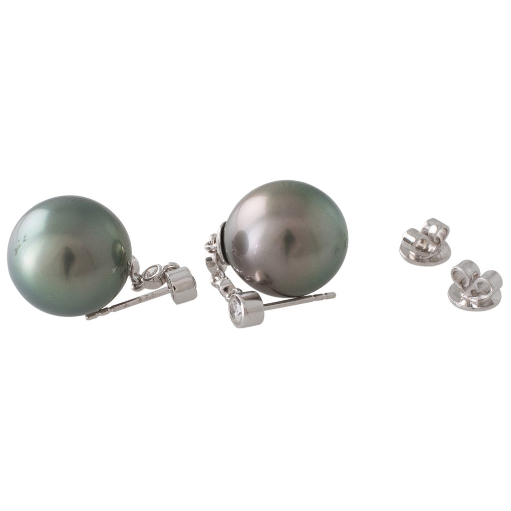 Tahitian Pearl & Diamond Earrings