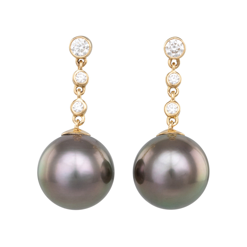 Tahitian Pearl & Diamond Earrings