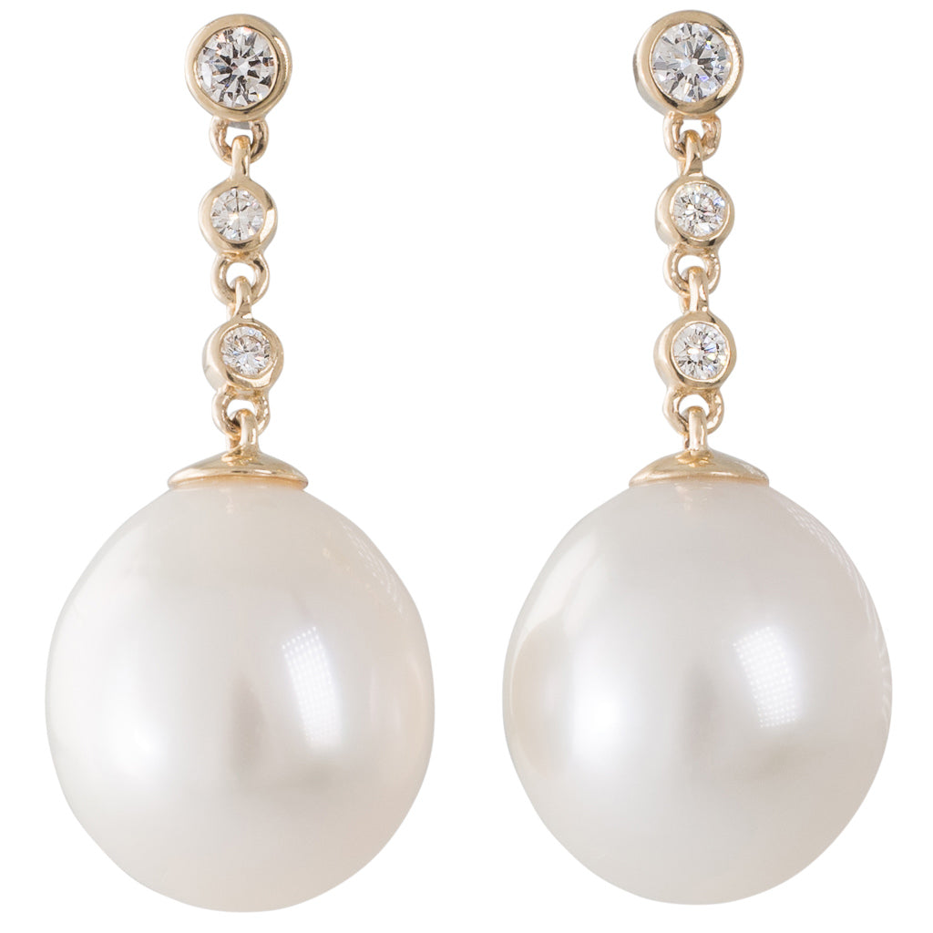 South Sea Pearl & Diamond Earrings