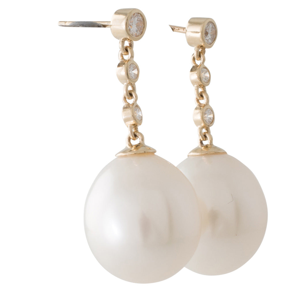 South Sea Pearl & Diamond Earrings
