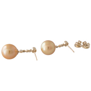 Gold Pearl & Diamond Earrings