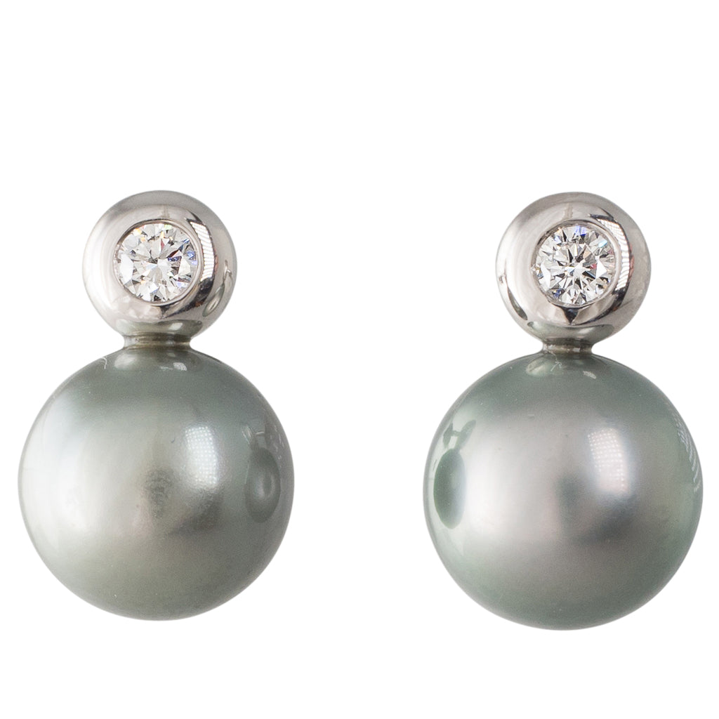 Tahitian Pearl & Diamond Studs