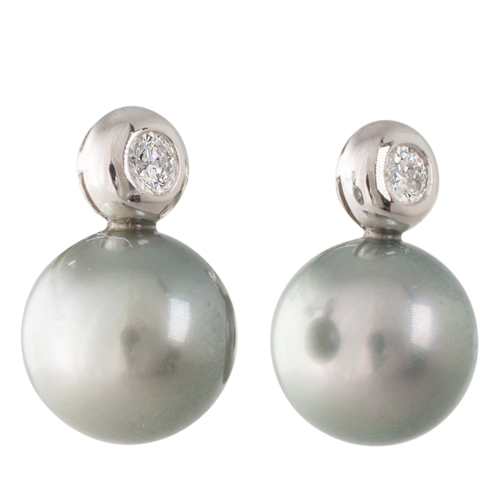 Tahitian Pearl & Diamond Studs