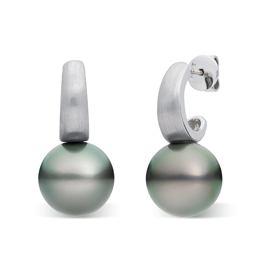 Tahitian Pearl Half Hoop Earrings