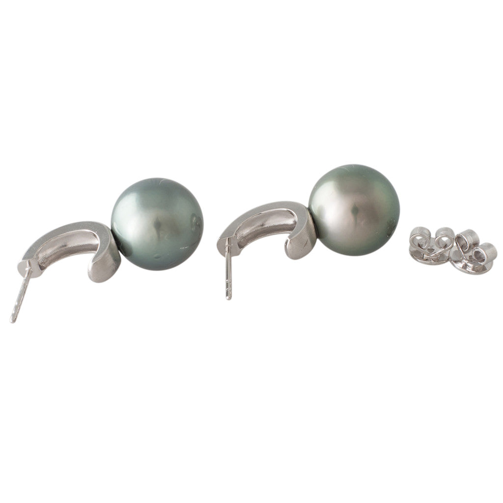 Tahitian Pearl Half Hoop Earrings
