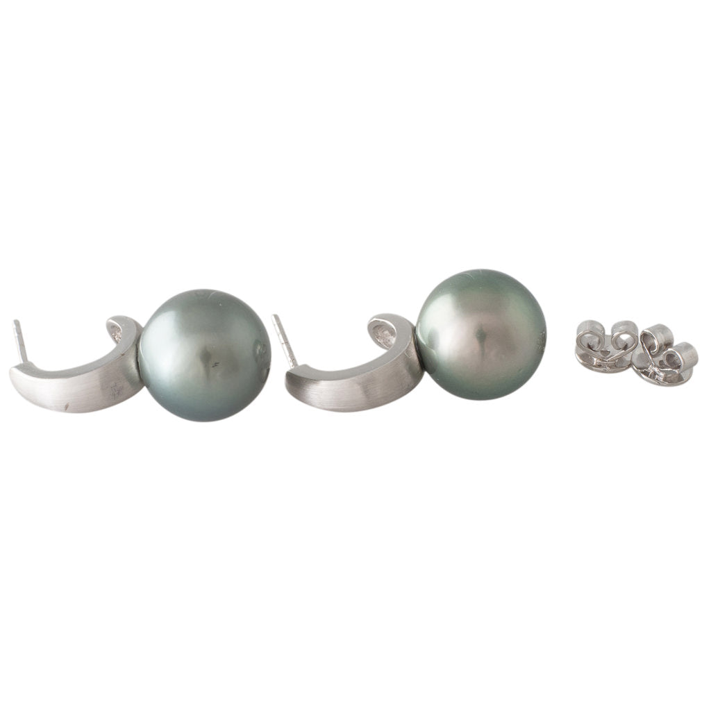 Tahitian Pearl Half Hoop Earrings