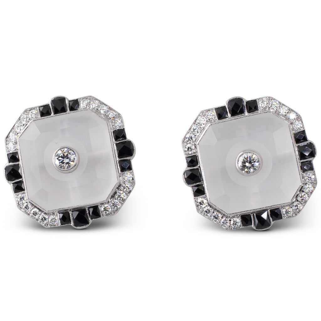 A Pair of Onyx & Diamond Earrings