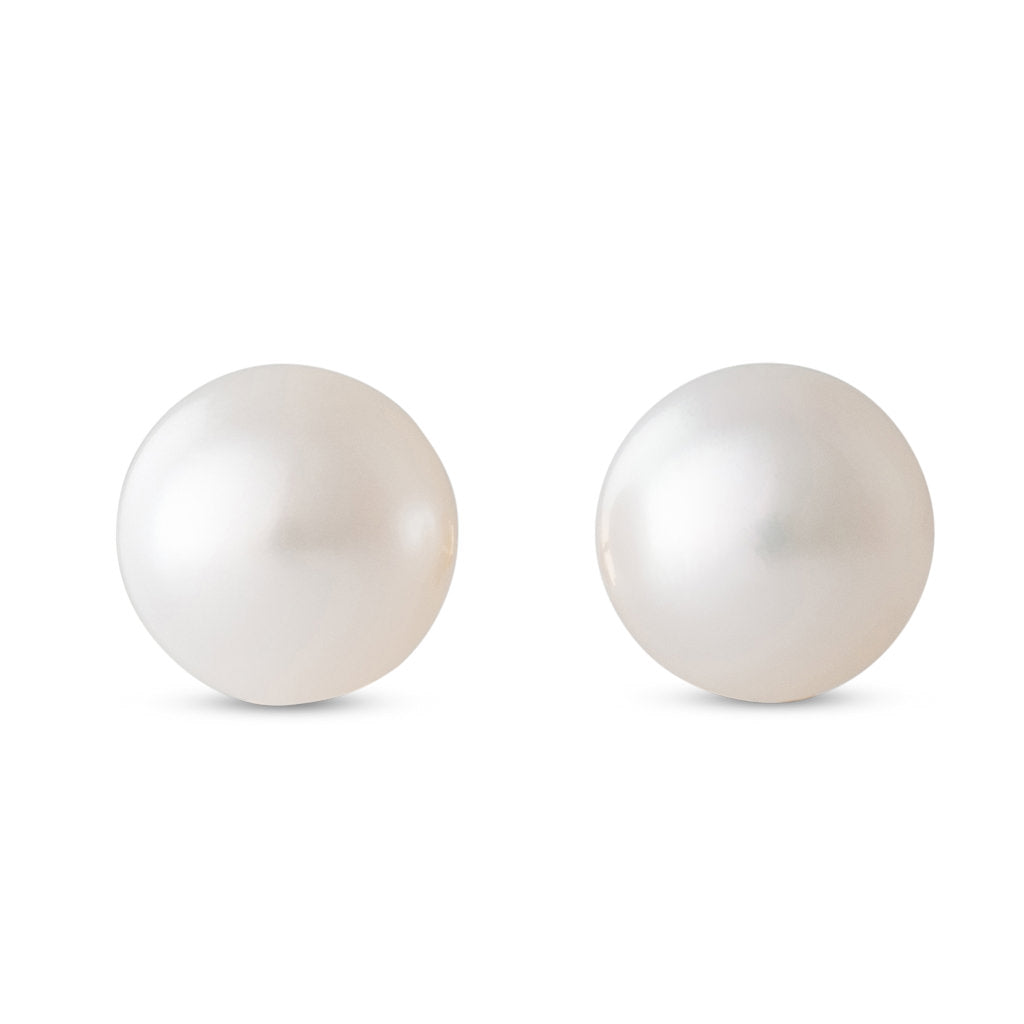 9mm Round White South Sea Studs