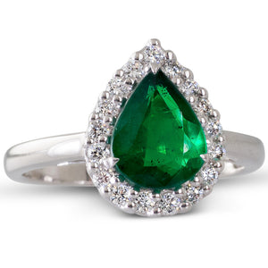 Pear Shape Emerald Cluster Ring