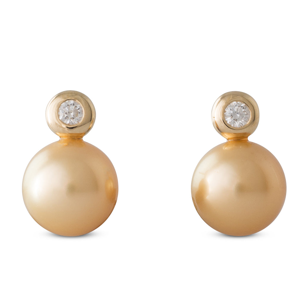 Gold South Sea & Diamond Studs