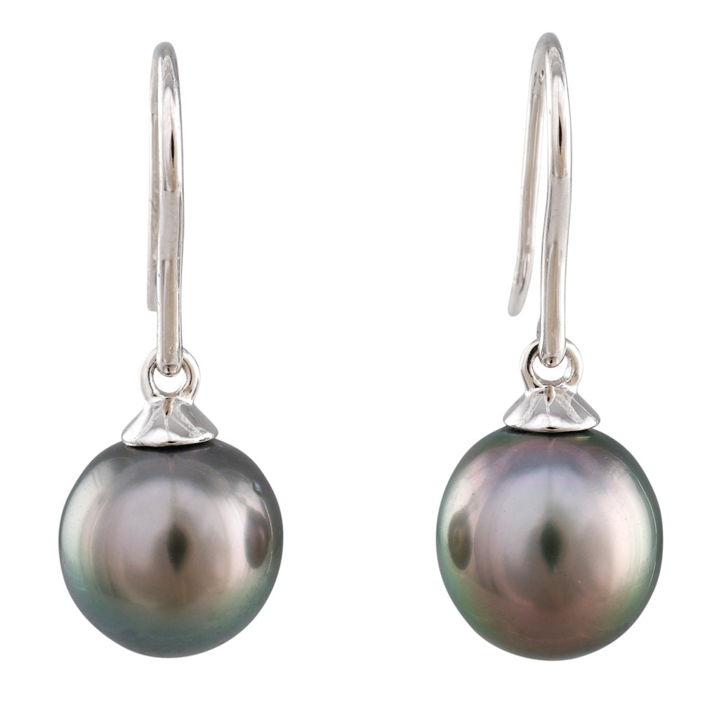 9-10mm Tahitian Pearl Hook Earrings