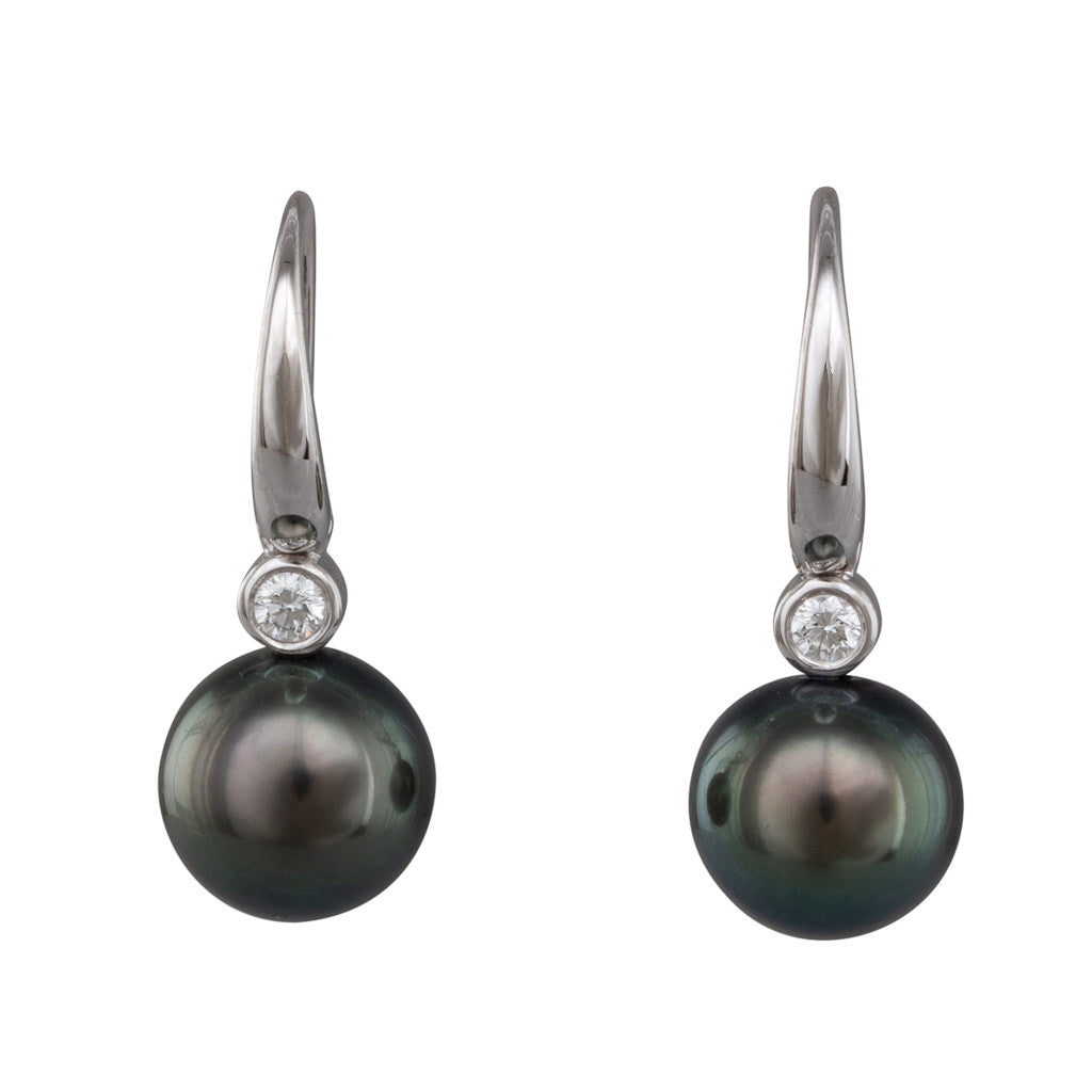Tahitian Pearl & Diamond Hooks