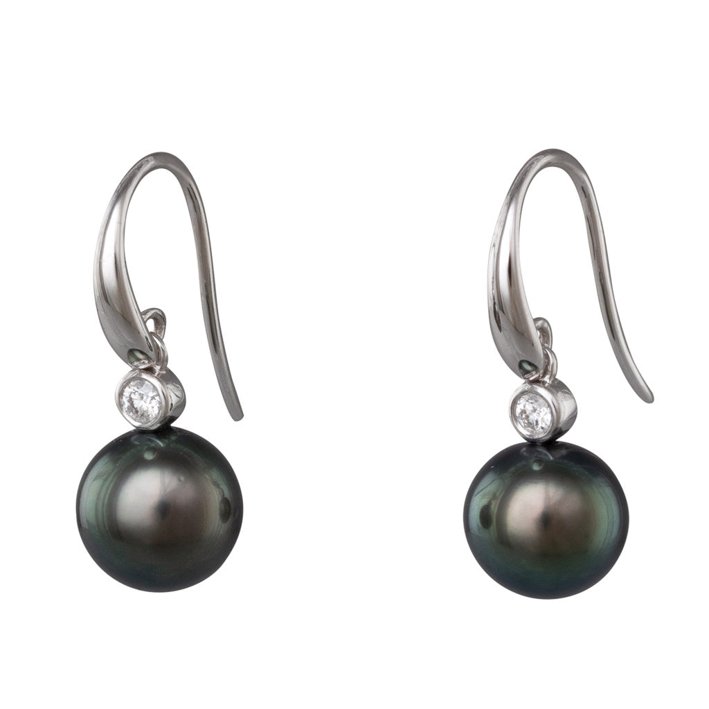 Tahitian Pearl & Diamond Hooks