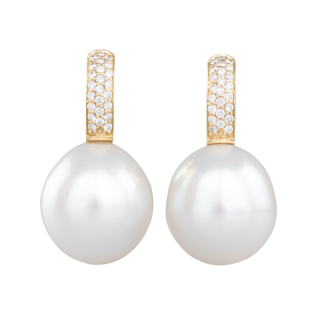 South Sea Pearl & Diamond Earrings