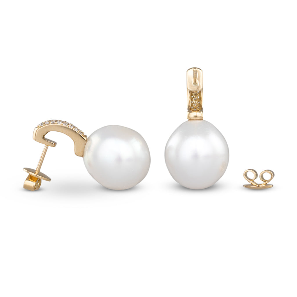 South Sea Pearl & Diamond Earrings