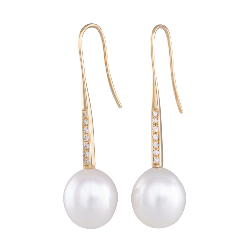 South Sea Pearl & Diamond Earrings