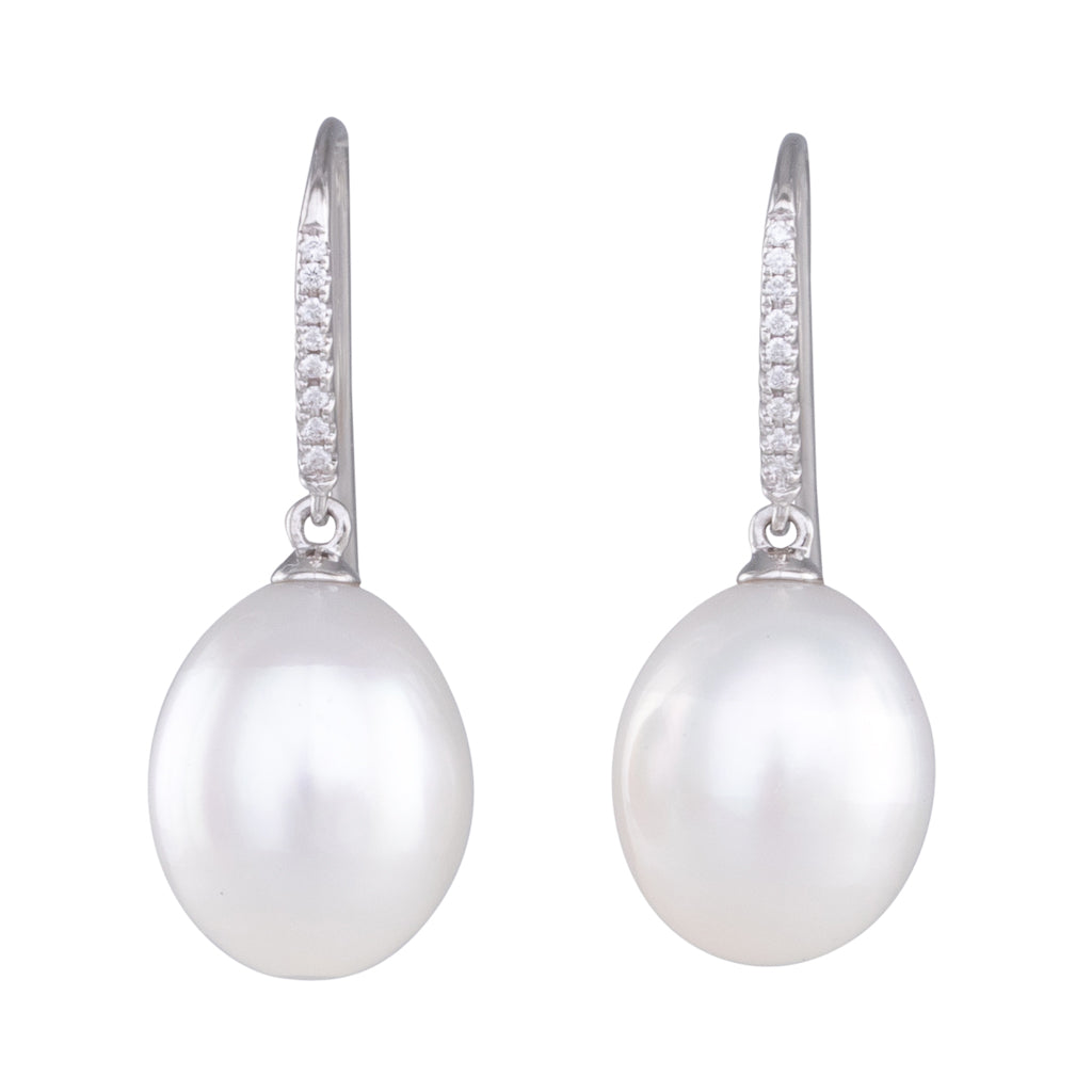 South Sea Pearl & Diamond Hooks