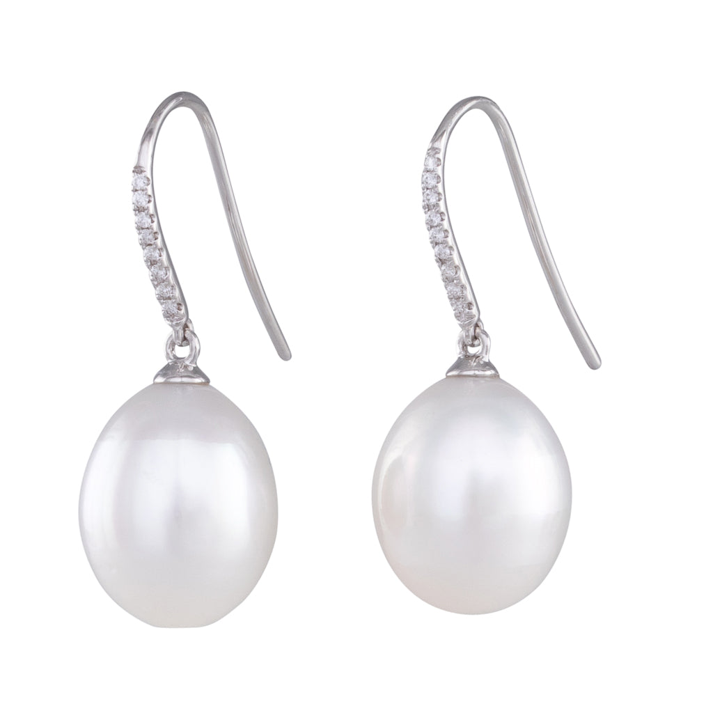 South Sea Pearl & Diamond Hooks
