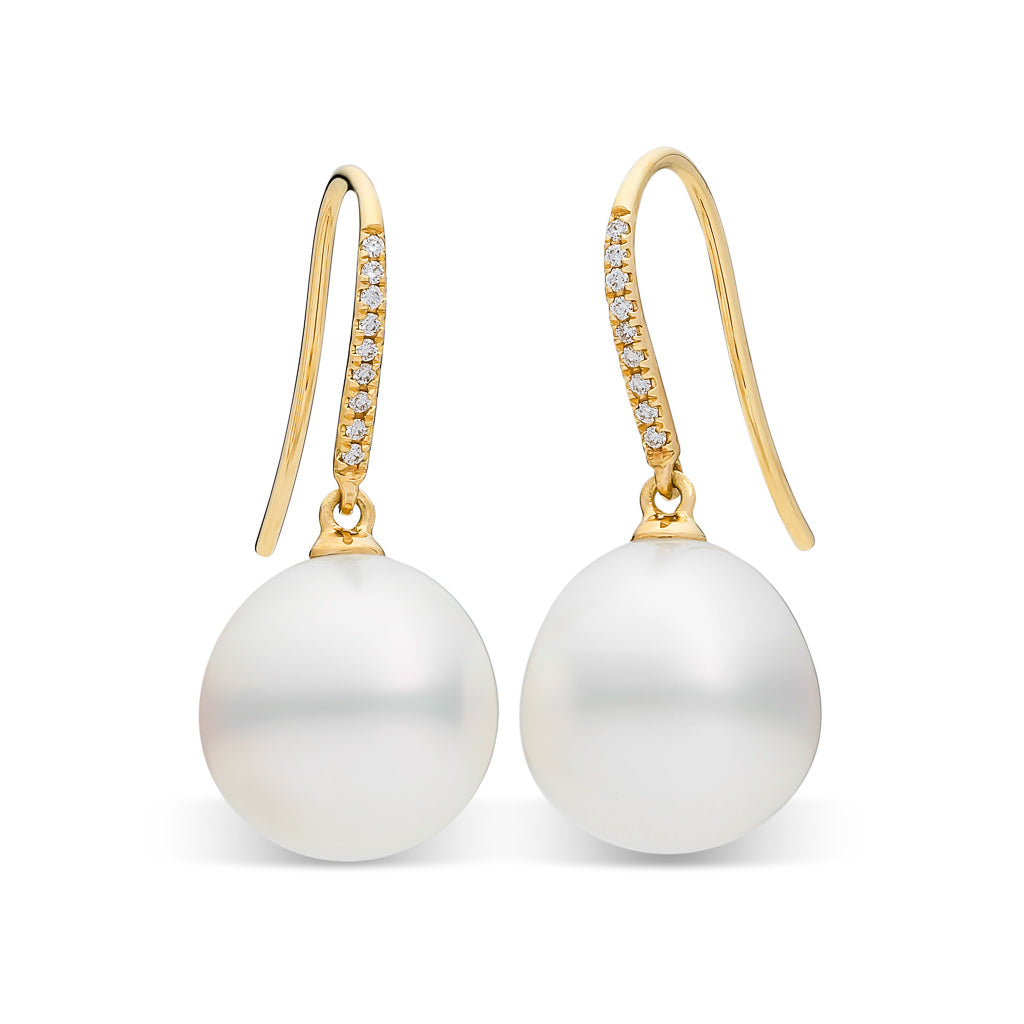 South Sea Pearl & Diamond Hooks