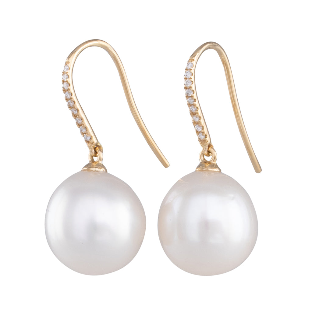 South Sea Pearl & Diamond Hooks