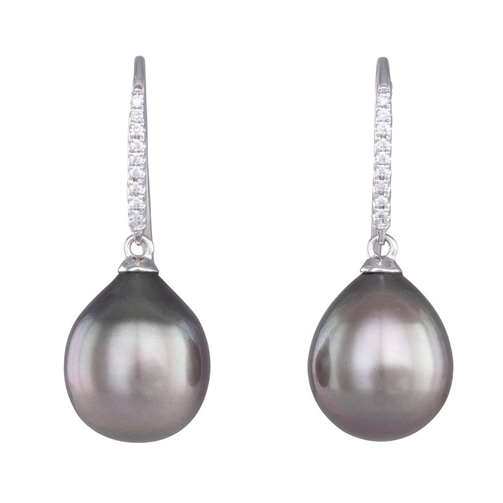 Tahitian Pearl & Diamond Hooks