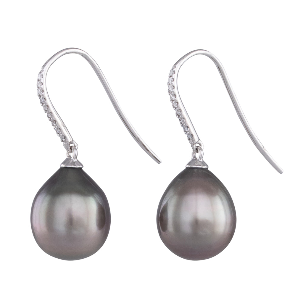 Tahitian Pearl & Diamond Hooks