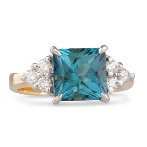 Blue Tourmaline & Diamond Ring