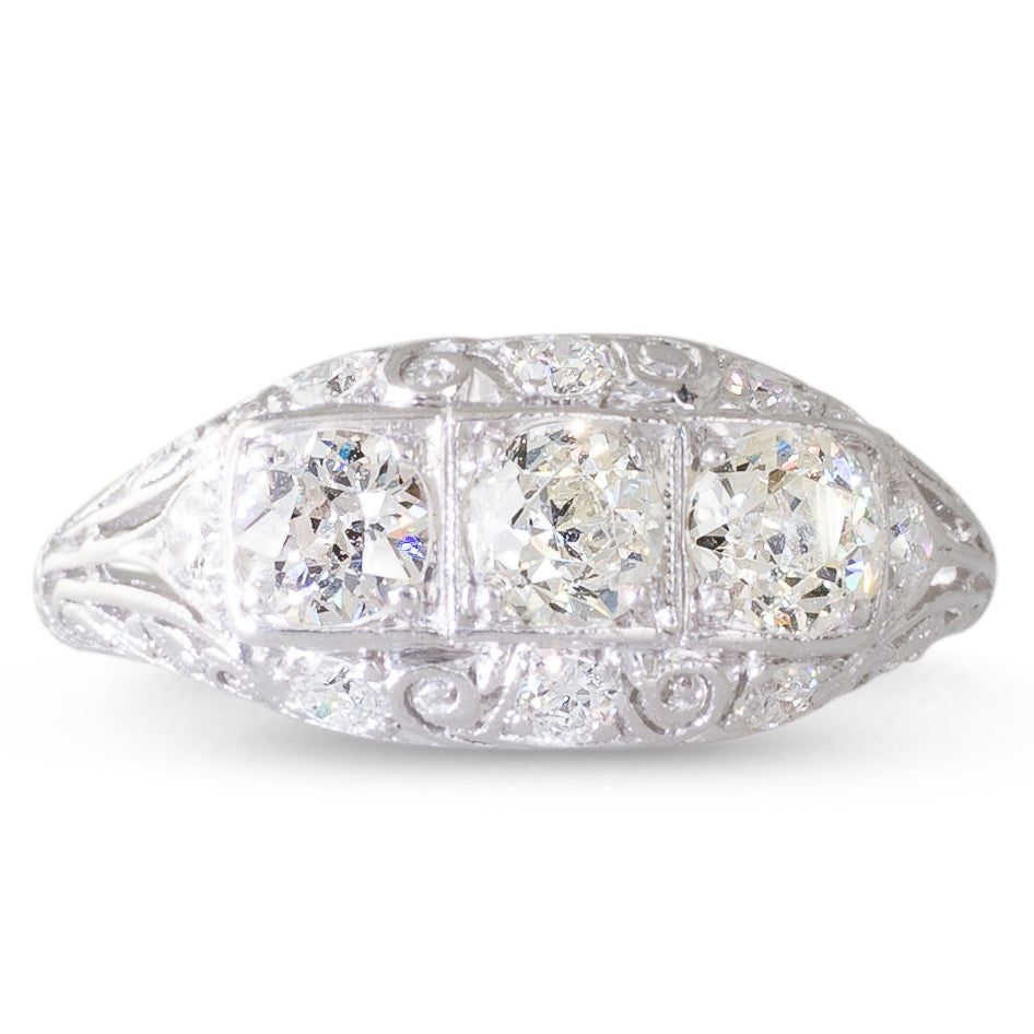 Art Deco Three Stone Diamond Ring