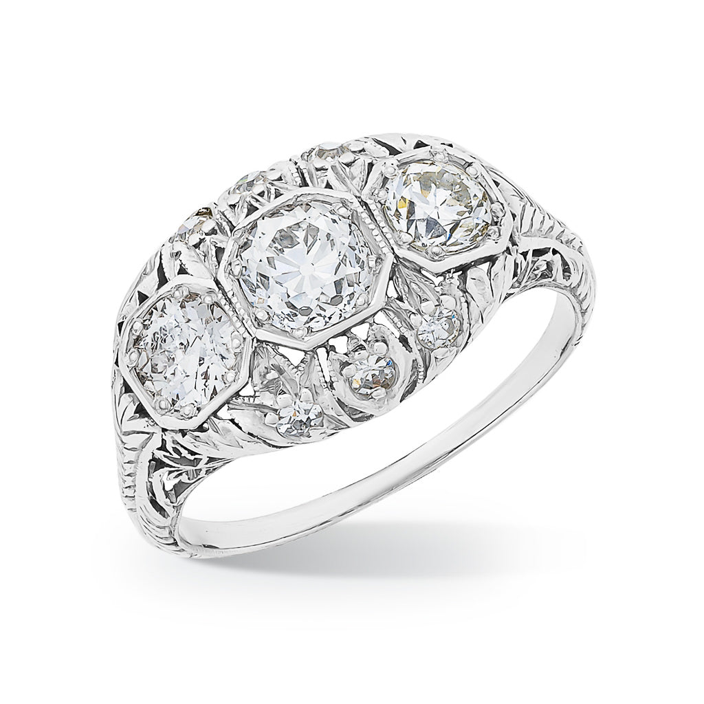 Art Deco Three Stone Diamond Ring