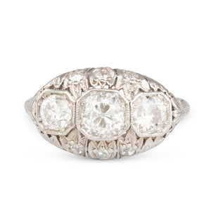 Art Deco Three Stone Diamond Ring