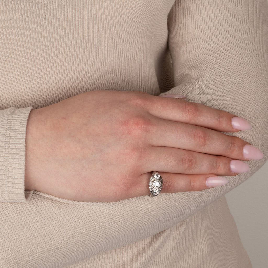 Art Deco Three Stone Diamond Ring