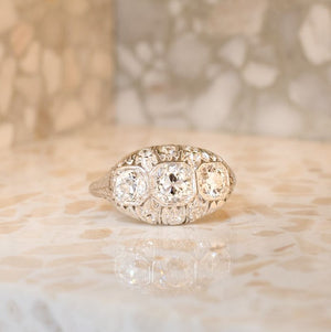 Art Deco Three Stone Diamond Ring
