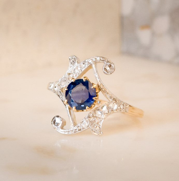 Antique Sapphire and Diamond Ring