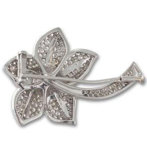 Diamond and Pearl Set Flower Brooch